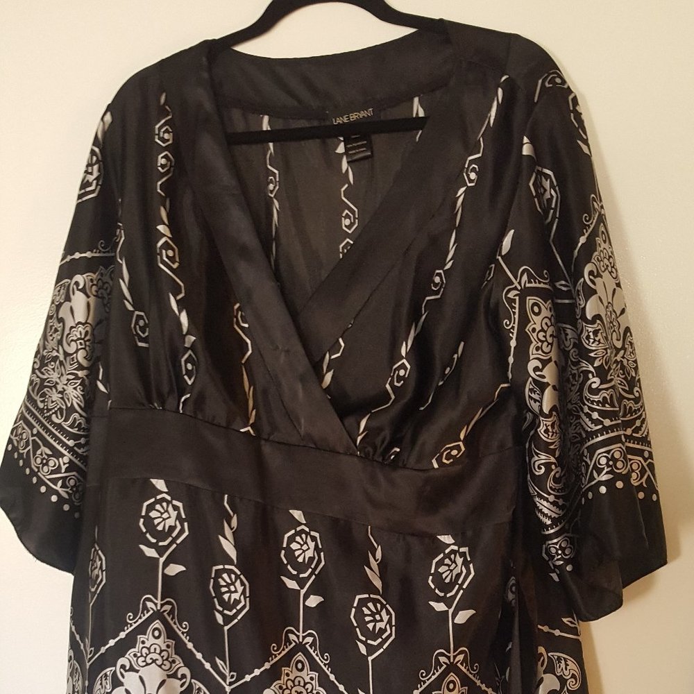 LANE BRYANT TOP 18/20 Sexy Deep Plunge Neck Waist or Back Tie
